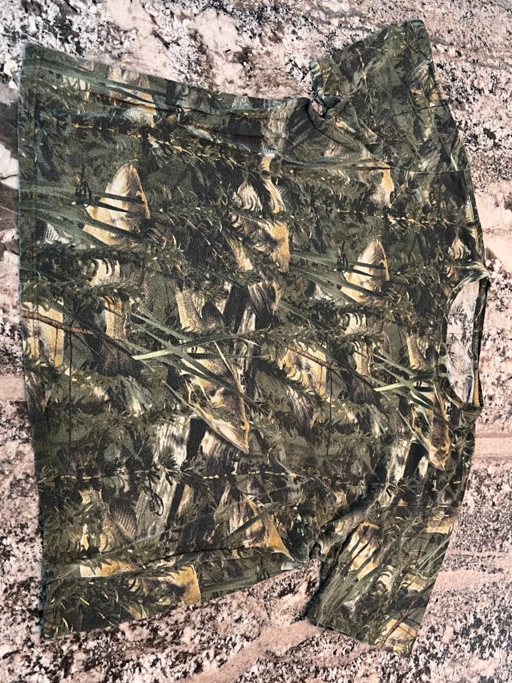 Vintage All-Over Fish Camo T-Shirt With Wear